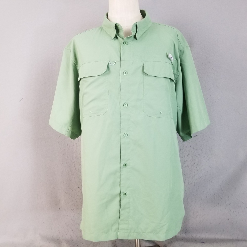Habit Fishing Shirt Mens 2XL Green TS10613 Short Sleeve UPF Ventilated Back